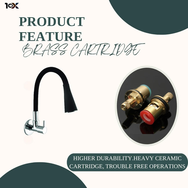 10X Sink Tap for Kitchen BL-9876 Flexible Neck Black Color Wall Mount